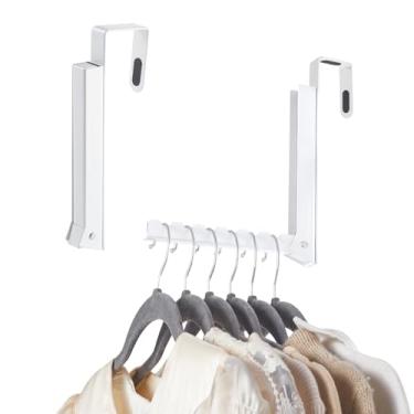 Imagem de YAZYBHA Cabide de pendurar sobre a porta para roupas, 1 pacote dobrável sobre a porta escorredor para lavanderia, gancho de porta com 6 ranhuras para toalha, casaco, branco
