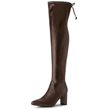 Imagem de Allegra K Botas femininas de cano alto acima do joelho, Café, 38