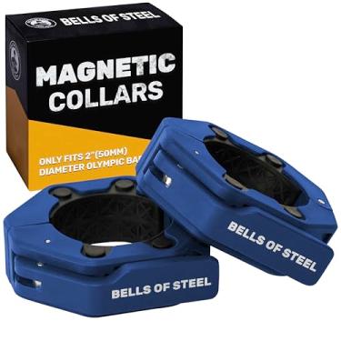 Imagem de Coleiras magnéticas [Bells of Steel] Versão 2.0 Grampos de barra de peso premium, clipes de barra de liberação rápida, grampos de barra olímpicos, clipes de academia de nylon de alta resistência, par