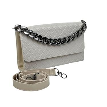 Imagem de Bolsa Feminina Baladinha Alça Transversal Luxo Vegas Detalhe em Corrente Elegante (OFF/PRATA)