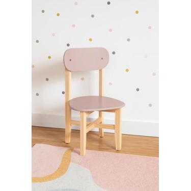Imagem de Cadeira Colorê Infantil Assento e Encosto Rosa Base em Madeira Maciça 