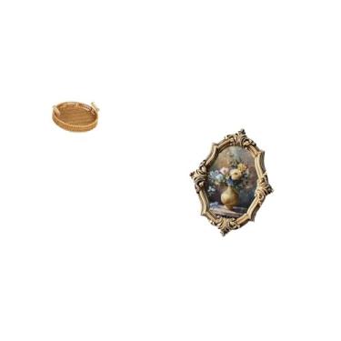 Imagem de Fenteer Moldura de Foto de Cesta de Frutas Trançada, Suporte de Resina para Fotos, Design Vintage, Coleções de Artesanato, Tigela para Servir Lanches, Prato D