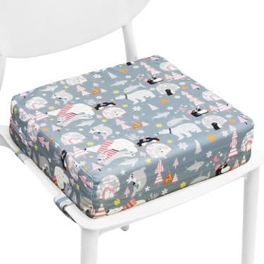 Imagem de Assento infantil com cinto de segurança ajustável de 8 cm extra grosso macio almofada infantil lavável para mesa de jantar (animal cinza)