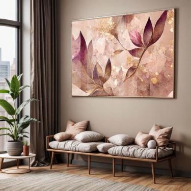 Imagem de Quadro com Moldura e Acrilico Cristal Vidro Sala Quarto Abstrato Flora