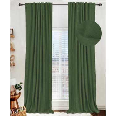 Imagem de Cortinas 100% Blackout Shield Linen 50x213cm, verde musgo, 2 painéis