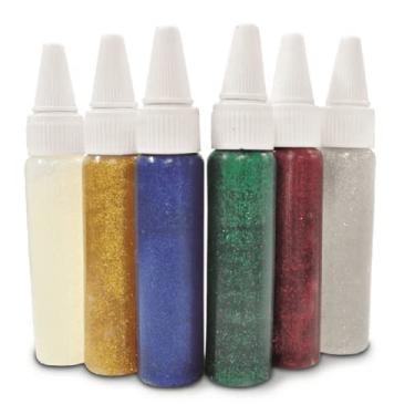 Imagem de Cola com Brilho,232900, embalagem contem 06 cores sortidas com 25 gramas cada, Kit
