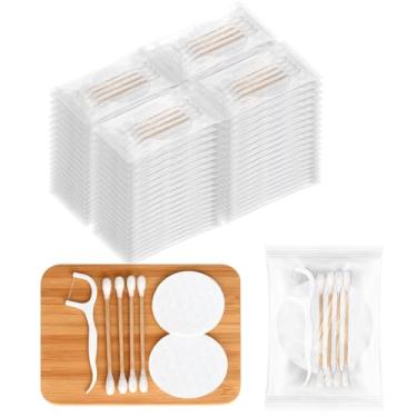 Imagem de LLHQAMT Kits de toucador a granel, penteadeira de hotel embrulhada individualmente, kit de penteadeira com almofadas de algodão, cotonetes e fio dental, adequado para viagens, hotéis e uso doméstico