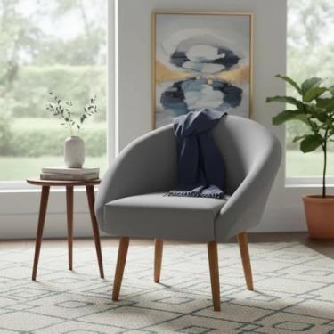 Imagem de Poltrona Decorativa Para Sala Recepção Manicure Consultório Stella Suede (Cinza)