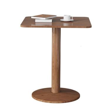 Imagem de Mesa de jantar quadrada moderna de meados do século de 60 cm para 2 pessoas, pequena mesa de jantar com pedestal de metal resistente, mesa de cozinha quadrada para sala de jantar, cozinha, sala de