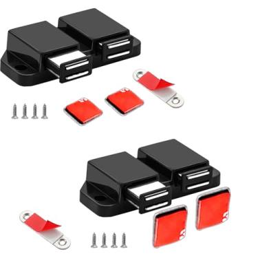 Imagem de Fechadura magnética dupla para abrir o armário CBRIVE 2 unidades de trava de empurrar para abrir a porta para porta escondida puxar gaveta puxar touch lock ponta no armário RV fechar forte pop out