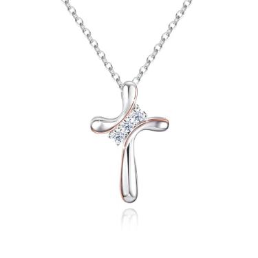 Imagem de ACECHA Colar de cruz para mulheres, colares delicados com pingente de cruz de prata, joia de crucifixo de fé, presente para mãe, esposa, Natal, aniversário, common, Prata, Zircônia cúbica