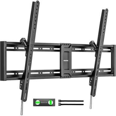 Imagem de monTEK Suporte de parede para TV inclinável resistente para TVs grandes planas e curvas de 109.2 – 254.0 cm, suporta 90.7 kg, suporte ultrafino de perfil baixo com inclinação de 8°, serve para pinos