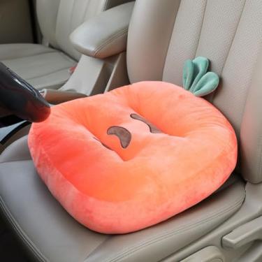 Imagem de SMIUPIN Almofada de assento de carro de pelúcia de desenho animado, almofada de assento de carro fofa e divertida, almofada de cadeira para escritório, sofá, sala de estar (cenoura)