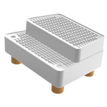 Imagem de FashionCha Rampa Automática para Caixa de Areia para Gatos, Degrau de 2 Degraus com Duas Camadas para Caixa de Areia para Gatos Idosos, Branco