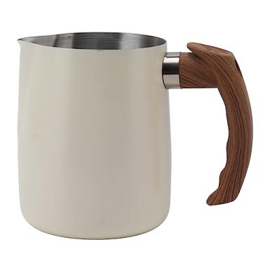 Imagem de Pilipane Copo de espuma de leite de aço inoxidável bico sem gotejamento jarra de café com escala interna de alça para latte art barista, uso de aço inoxidável 304, material de 473 ml, capacidade (600