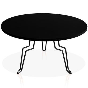 Imagem de Mesa de Centro Argélia Redonda em Aço e MDF Clean - Preta - Genus Móve