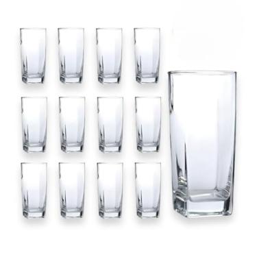 Imagem de Copos de Vidro Transparente, 320ml Quadrado Suco Agua Refrigerante Mesa Posta, Jogo de Copos(4 Copos)