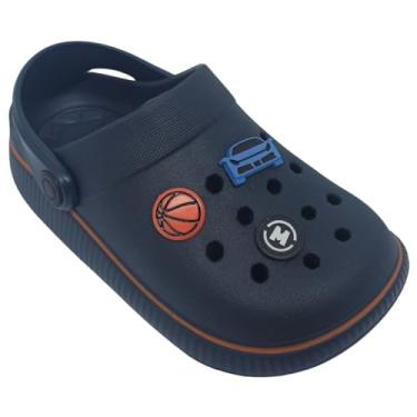 Imagem de Molekinho, Sandália Infantil Molekinho Menino Calce Fácil com Bottons (Marinho/Laranja, BR, Criança de 9 a 12 anos, Numérico, 27.5)