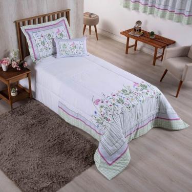 Imagem de Kit Edredom Juvenil Solteiro 04 Peças Estampado 300 Fios - Jardim - 100% Poliéster