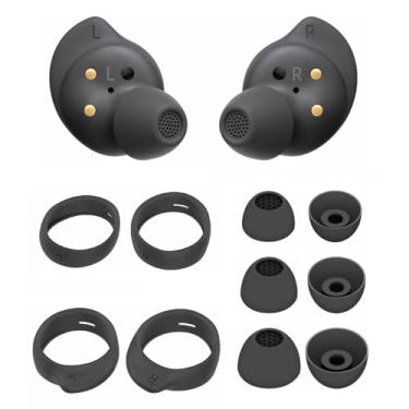 Imagem de ALXCD Pontas Auriculares Compatíveis Com Galaxy Buds Fe Sm-R400, P/M/G, 3 Pares De Silicone Macio E 2 Ganchos Tamanhos P/G, Sm-R400 4+6 Preto P/G