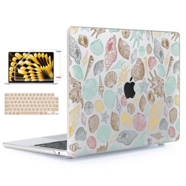 Imagem de YSCLBAHUK Capa compatível com MacBook Air de 15 polegadas 2025 2024 2023 M4 A3241 M3 A3114 M2 A2941 tela de retina líquida, capa rígida com capa de teclado + película de tela + filme trackpad, concha