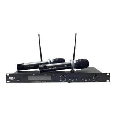 Imagem de Microfone Sem Fio Profissional UHF LE-913 Lelong - Sistema Profissional Multifrequência Digital, 2 Microfones, Antena Dupla, Ideal para Igrejas, Palestras e Eventos