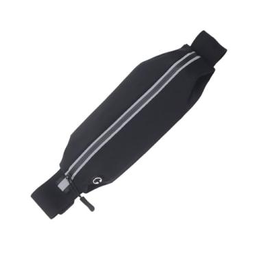 Imagem de Cinto de corrida fino unissex – bolsa oculta para telefone e suporte para dinheiro equipamento de corrida profissional [serve para todos os telefones], Preto, Porosidade