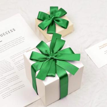 Imagem de Fita de cetim verde de dupla face, fita de poliéster de 19 cm x 50 metros para embalagem de presente, artesanato, fabricação de laços, costura, buquê de flores, decoração de festa de casamento