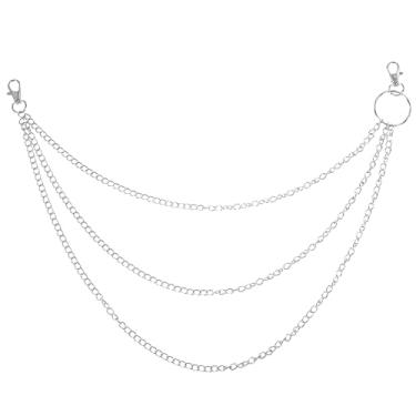 Imagem de Corrente de cintura de metal para calças punk, correntes prateadas, carteira hip hop, chaveiro resistente, fecho redondo, chaveiro gótico, acessórios para calças, jeans, caminhoneiro, motociclista