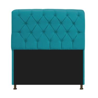 Imagem de Cabeceira Estofada Lady 195 Cm King Size Com Capitonê Suede - Doce Sonho Móveis Azul Turquesa