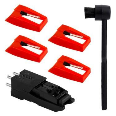 Imagem de Substituição da agulha do toca-discos, 4 peças de agulha Stylus Diamond Record Player com escova de limpeza e cartucho de toca-discos acessórios para Crosley Victrola ION Player LP fonógrafo