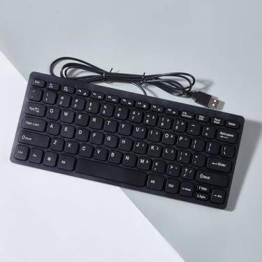 Imagem de Teclado com fio, design fino com teclado USB, plugue e uso compacto para laptops, desktops, compatível com os principais sistemas