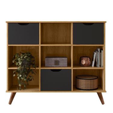 Imagem de Nicho Organizador Retrô 3 Gavetas Freijó/preto - Qmovi