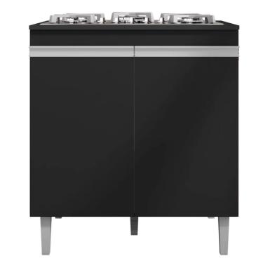 Imagem de Balcão Cooktop 80cm Andréia 1 Porta Ajl Móveis Preto
