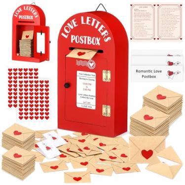 Imagem de Faccito Caixa postal romântica de amor com 60 mini notas de amor e envelopes 120 adesivos de coração carta de relacionamento de longa distância presentes para ele, ela, namorada, namorado, casal