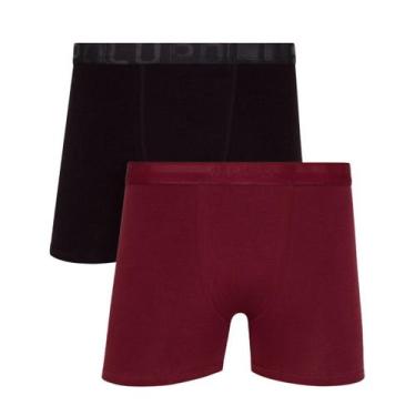 Imagem de Kit 2 Cuecas Boxer Masculina Cós Liso Lupo, G, Preto, Marsala