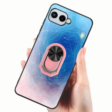 Imagem de Tuxiwei Capa T-Mobile REVVL 8 com suporte de anel giratório de 360°, capa de telefone T-Mobile Revvl 8 fina e macia [design de céu estrelado gradiente azul-rosa] Pintura artística com estrelas