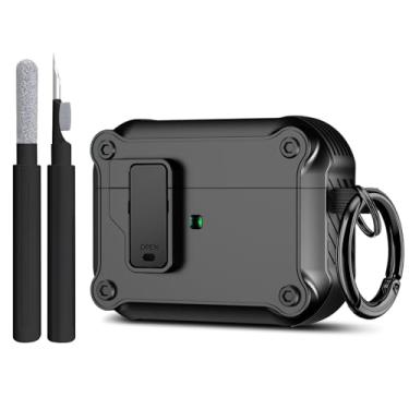 Imagem de Capa compatível com Airpods Pro 3 (2025), capa para Airpods Pro 3ª geração com kit de limpeza de chaveiros, capa de silicone macio à prova de choque para mulheres e homens