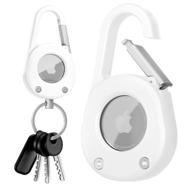 Imagem de Meiyasy Capa para porta-chaves AirTag, janela transparente protetora à prova d'água com trava segura, chaveiro de carro resistente para Apple AirTag (branco)