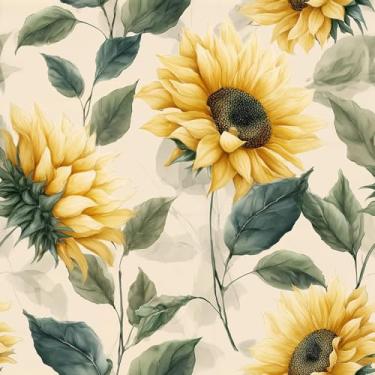 Imagem de Papel de parede floral vintage de girassol autoadesivo para descascar e colar folha botânica Moody aquarela flor papel de contato removível à prova d'água para quarto decoração de sala de estar