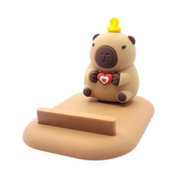 Imagem de Suporte de telefone Capybara – Acessório de mesa de animal fofo, suporte universal para smartphone para iPhone e Android, presente para amantes de capivara, decoração Kawaii, suporte de mesa inovador