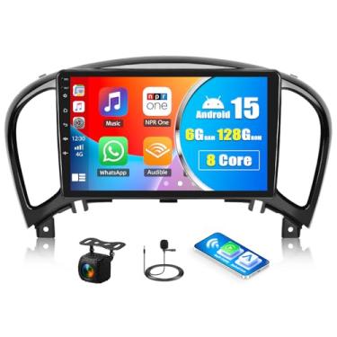 Imagem de [6 + 128 G] Rádio estéreo para carro Android 15 de 8 núcleos para Nissan Juke 2011-2016 com carro sem fio e Android Auto, rádio automotivo com tela sensível ao toque de 9 polegadas com link espelhado