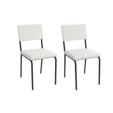 Imagem de Cadeira De Cozinha Zaria 2c128prf Aço Kit 2 Un Preto-ano Branco - Kappesberg