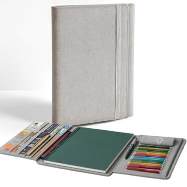 Imagem de Pulchrum Capa fólio compatível com Rocketbook tamanho carta, capa Rocketbook para Core, Panda e Fusion - tecido impermeável, multiorganizador com fotos, alça de caneta, porta-cartões de visita, 21 x