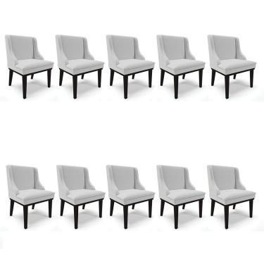 Imagem de Kit 10 Cadeiras De Jantar Liz Cinza A05 Base Madeira Preto