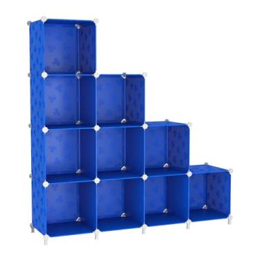 Imagem de UNKU Estante de prateleira aberta, organizador de armazenamento de 10 cubos, prateleira de exibição de 30 cm para CDs de livros, estante de livros DIY, prateleira de armazenamento ajustável para