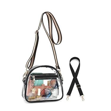 Imagem de LOXOMU Bolsa transparente para estádio feminina, linda bolsa transversal transparente com 2 alças ajustáveis, bolsa transparente para esportes de shows