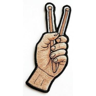 Imagem de Patch de baquetas (8,2 cm) Emblema musical de ferro/costurado, perfeito para mochilas, bolsas, bonés, chapéus, jaquetas, adesivos de presente