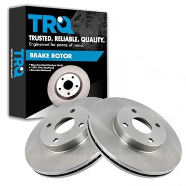 Imagem de TRQ Conjunto de par de rotores de freio a disco dianteiro para Mazda Protege 1990-1995 323/1992-2003 Ford Escort/Mazda Protege 1990-1995 / Modelos com rotores de 260 mm de diâmetro