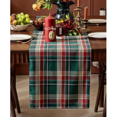Imagem de Caminho de mesa xadrez de Natal, corredores de mesa de férias de inverno, decoração de mesa de jantar de 29 x 188 cm para decoração de casa festa interna e externa